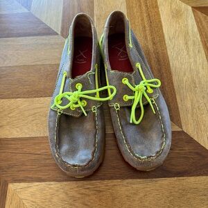 Twisted X Big Boy Moccasins in Brown and Neon Green